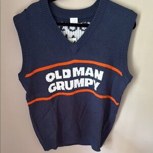 Ugly Christmas Sweater V-Neck Grumpy Navy Vest